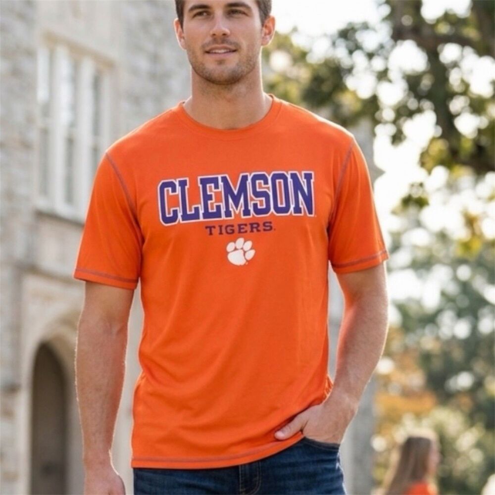 Clemson Tigers Pro Edge Mens XL T-Shirt Orange Performance Athletic Gameday